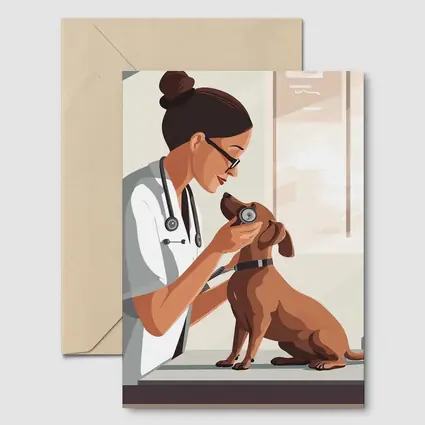 Female Vet Examining Dachshund In Clinic
