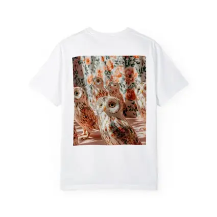 Floral Owls Against Roses Curtain Background