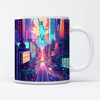 Statue of Liberty Neon New York Cityscape Art