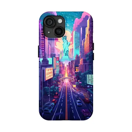 Statue of Liberty Neon New York Cityscape Art
