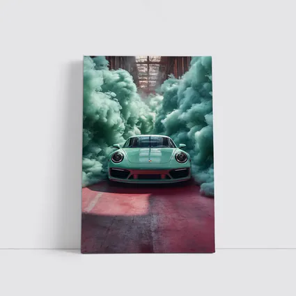 Porsche 911 Mint Green Smoke Filled Garage
