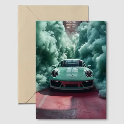 Porsche 911 Mint Green Smoke Filled Garage