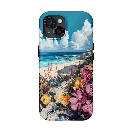 Coastal Wildflowers Beach Ocean Cliff Painting