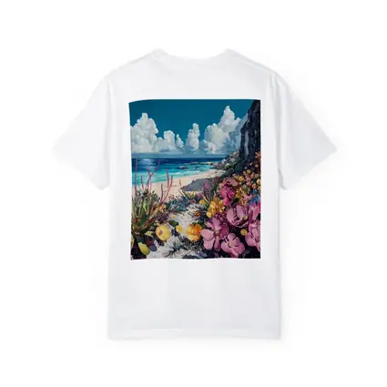 Coastal Wildflowers Beach Ocean Cliff Painting