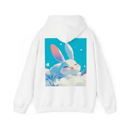 Cute White Bunny Sleeping on Clouds