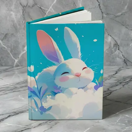 Cute White Bunny Sleeping on Clouds