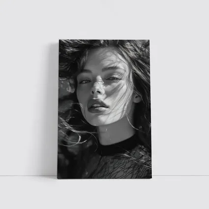 Black and White Woman Portrait Sunlight Hair