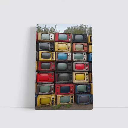 Stacked Vintage Color Televisions Outdoor Wall