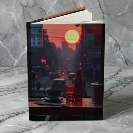 Seoul Street Sunset Coffee Shop Window View