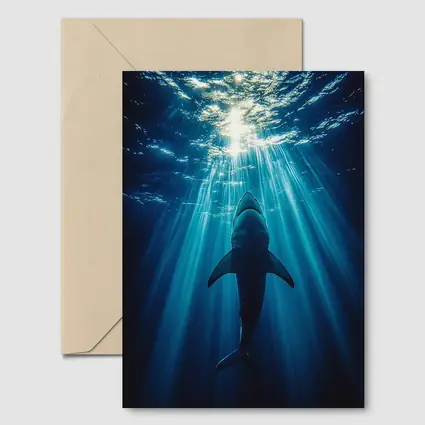Great White Shark Deep Blue Ocean Light