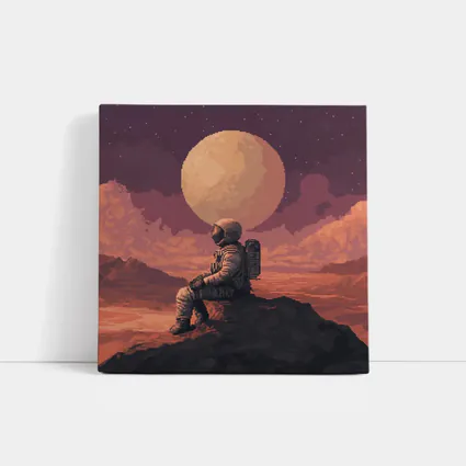 Pixel Art Astronaut Sitting On Mars