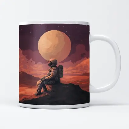 Pixel Art Astronaut Sitting On Mars