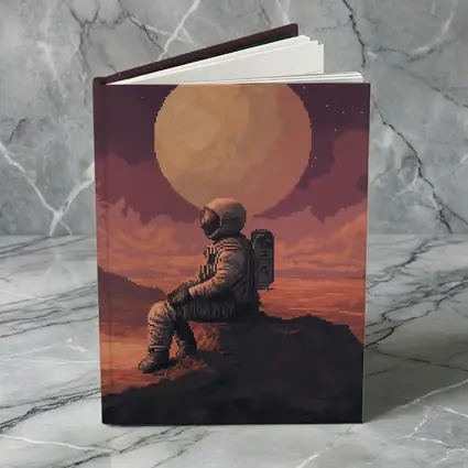 Pixel Art Astronaut Sitting On Mars
