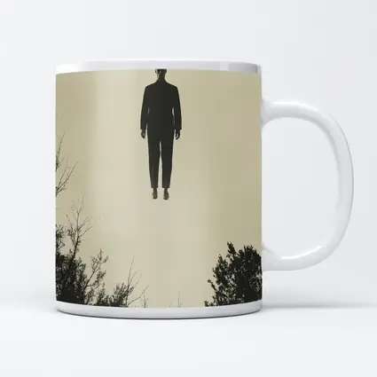 Floating Man Silhouette Above Dark Trees