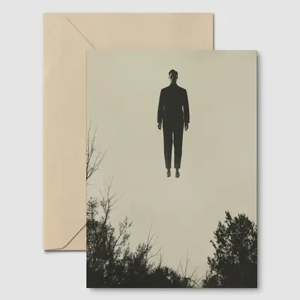 Floating Man Silhouette Above Dark Trees