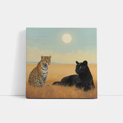 Leopard and Black Panther Savanna Painting
