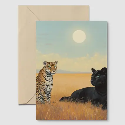 Leopard and Black Panther Savanna Painting