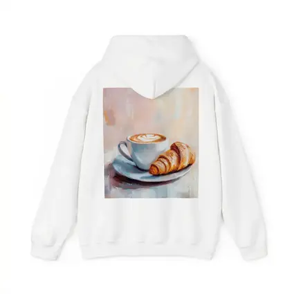 Latte Art Croissant Oil Painting Pastel Background