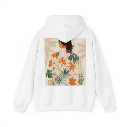 Woman Tropical Floral Shirt Illustration Art