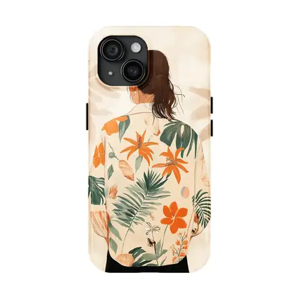 Woman Tropical Floral Shirt Illustration Art