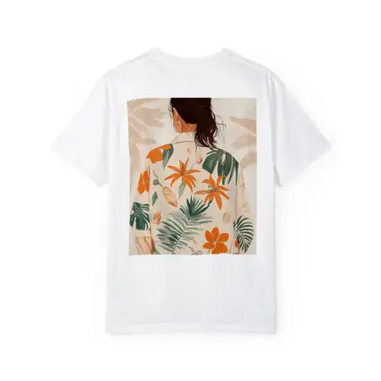 Woman Tropical Floral Shirt Illustration Art