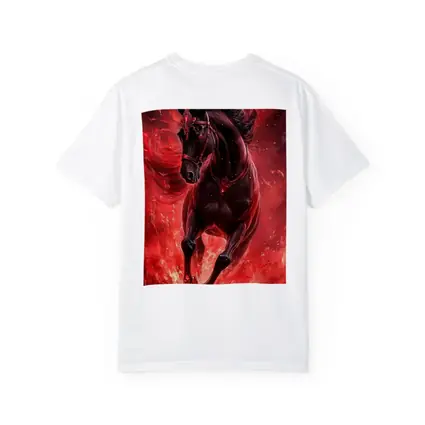 Black Horse Running Through Red Flames Fantasy