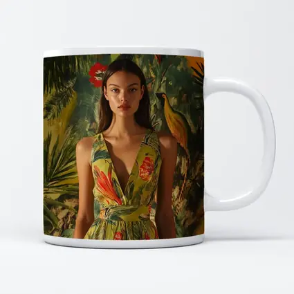 Tropical Floral Dress Woman Jungle Painted Background