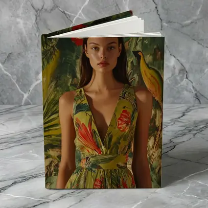 Tropical Floral Dress Woman Jungle Painted Background