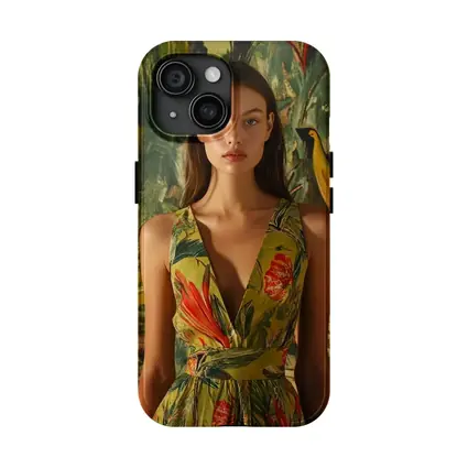 Tropical Floral Dress Woman Jungle Painted Background