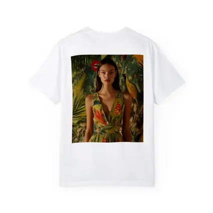 Tropical Floral Dress Woman Jungle Painted Background