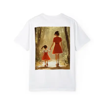 Mother Daughter Walking Forest Path Illustration