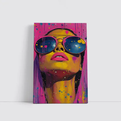 Pop Art Woman Yellow Face Sunglasses Pink