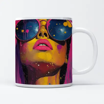 Pop Art Woman Yellow Face Sunglasses Pink