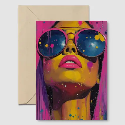 Pop Art Woman Yellow Face Sunglasses Pink