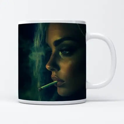 Woman Smoking Joint Green Smoke Dark