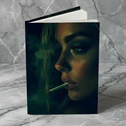 Woman Smoking Joint Green Smoke Dark