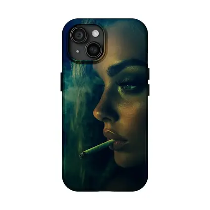 Woman Smoking Joint Green Smoke Dark