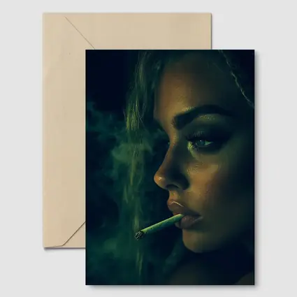 Woman Smoking Joint Green Smoke Dark