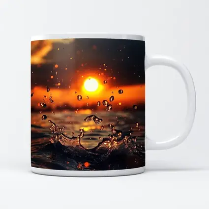 Water Splash at Golden Sunset Ocean