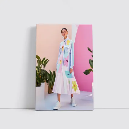 Pastel Floral Dress Model Pink Studio
