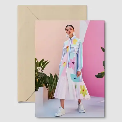 Pastel Floral Dress Model Pink Studio