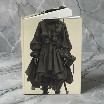 Cyberpunk Figure Dark Tactical Outfit Beige Background