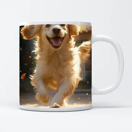 Golden Retriever Running Outdoors Autumn Leaves