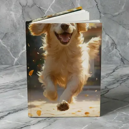 Golden Retriever Running Outdoors Autumn Leaves