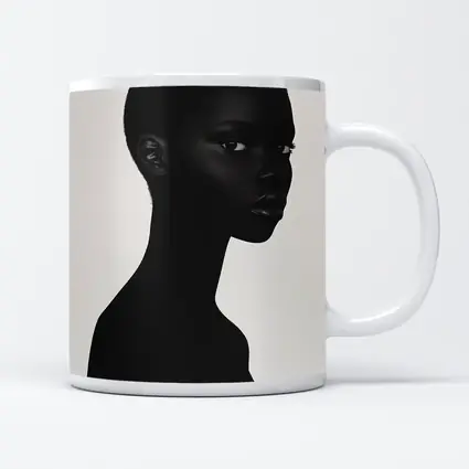 Black Woman Portrait Minimalist White Background