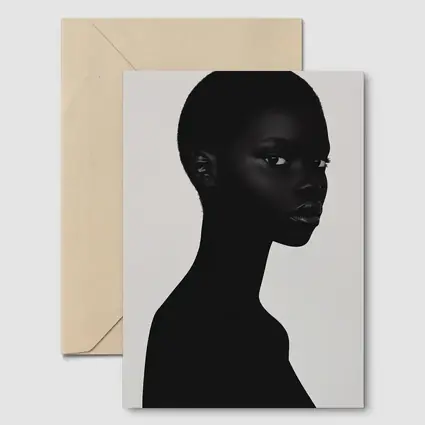 Black Woman Portrait Minimalist White Background