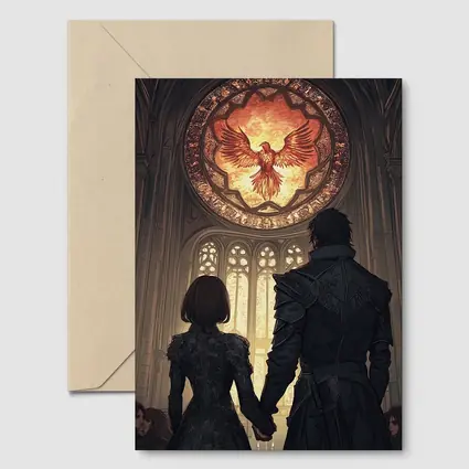 Anime Couple Cathedral Phoenix Stained Glass