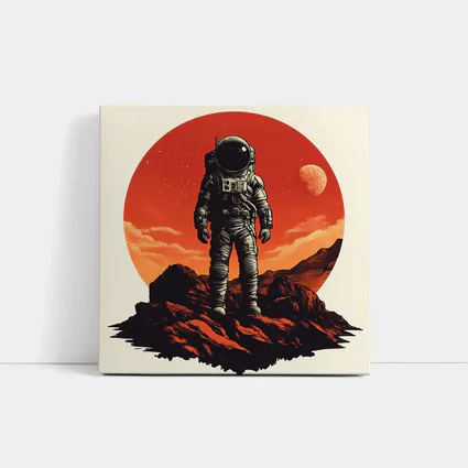Astronaut Standing On Rocky Mars Surface