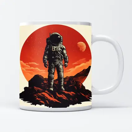 Astronaut Standing On Rocky Mars Surface