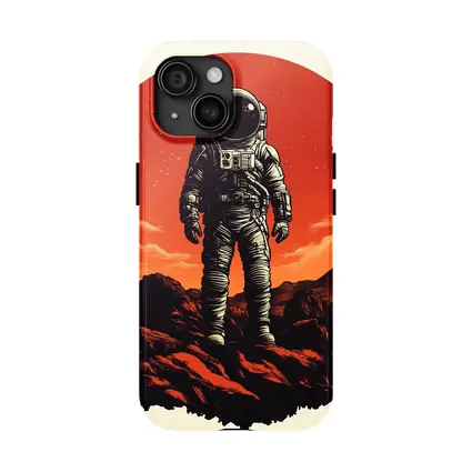 Astronaut Standing On Rocky Mars Surface